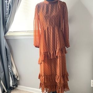 ZARA Brown Polka Dot Maxi Dress